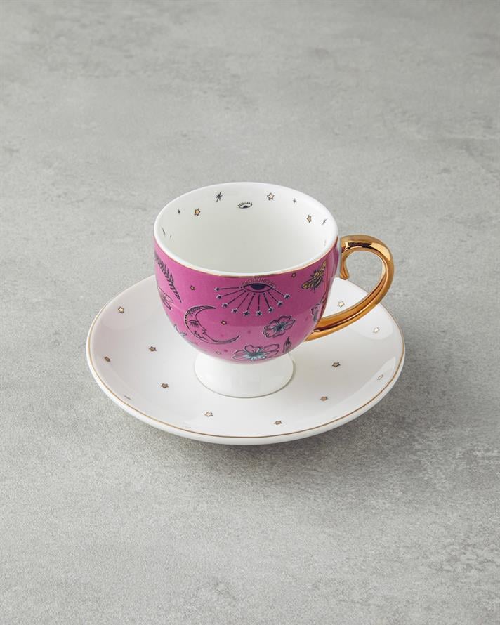 Talisman Magic New Bone China 4 Parça 2 Kişilik Kahve Fincan Takımı 100 ml Pembe