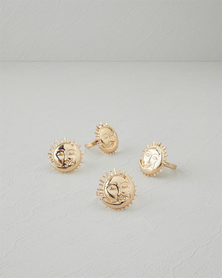 Talisman Moon Metal 4lü Peçete Halkası 5x4 cm Gold