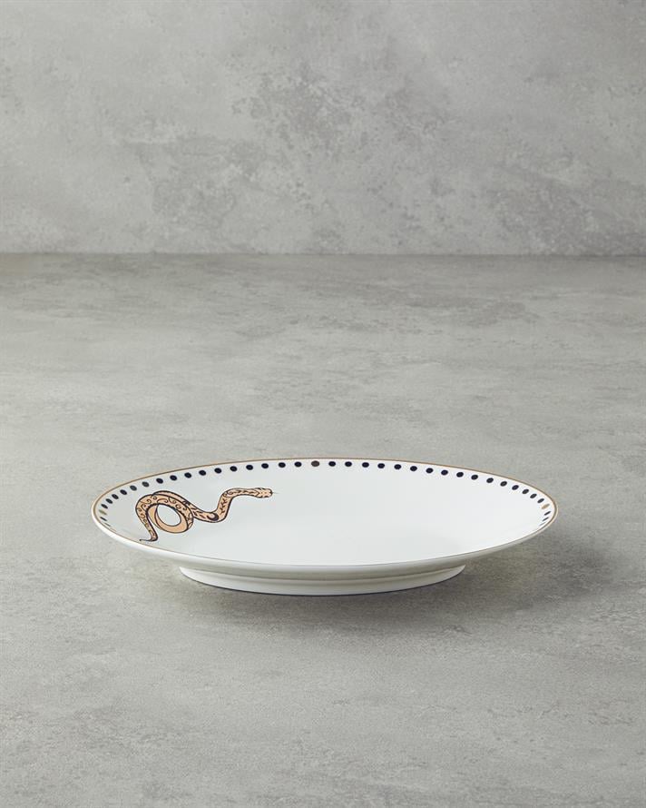 Talisman Snake Bone China Kayık Tabak 25 cm Siyah-Gold