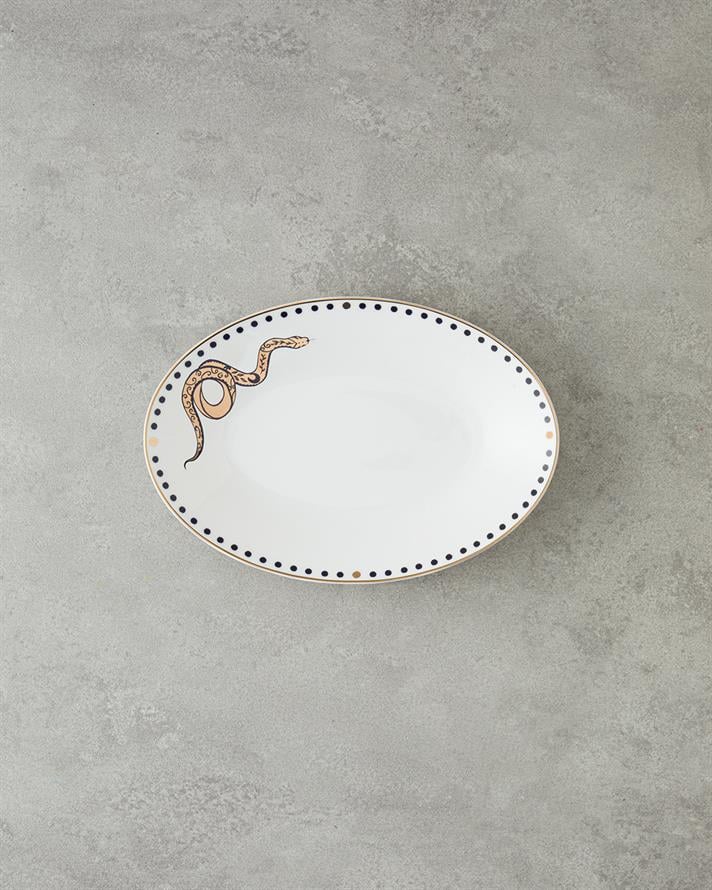 Talisman Snake Bone China Kayık Tabak 25 cm Siyah-Gold