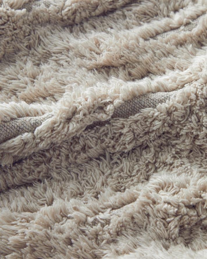 Tassel Check Pamuklu Püsküllü Banyo Paspası Bej