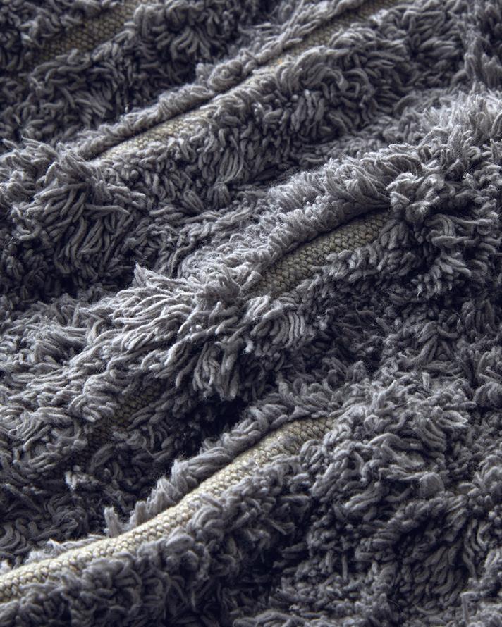 Tassel Check Pamuklu Püsküllü Banyo Paspası Gri