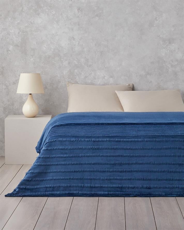 Tassel Dream Supersoft Tek Kişilik Battaniye 150x200 cm Lacivert