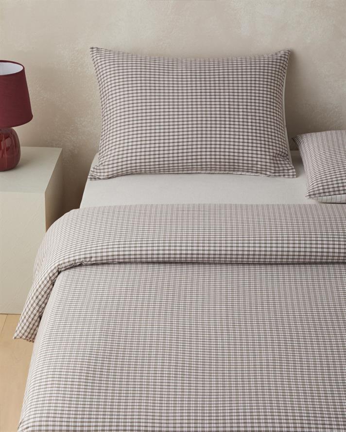 Tattersall İpliği Boyalı Çift Kişilik Nevresim Takımı 200x220 cm Kahverengi