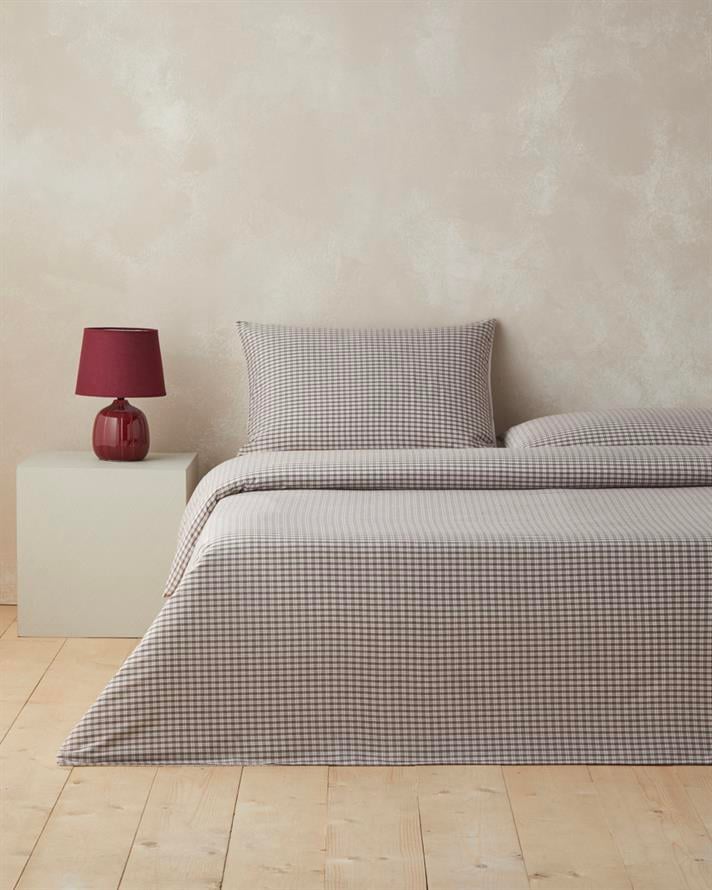 Tattersall İpliği Boyalı Çift Kişilik Nevresim Takımı 200x220 cm Kahverengi