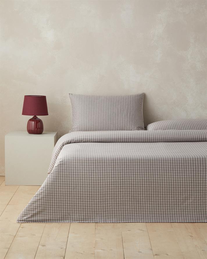 Tattersall İpliği Boyalı Tek Kişilik Nevresim Takımı 160x220 cm Kahverengi