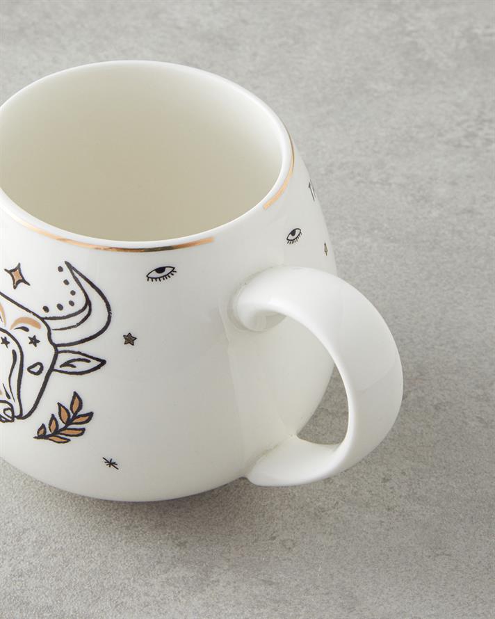 Taurus New Bone China Kupa 325 ml Siyah-Beyaz-Gold