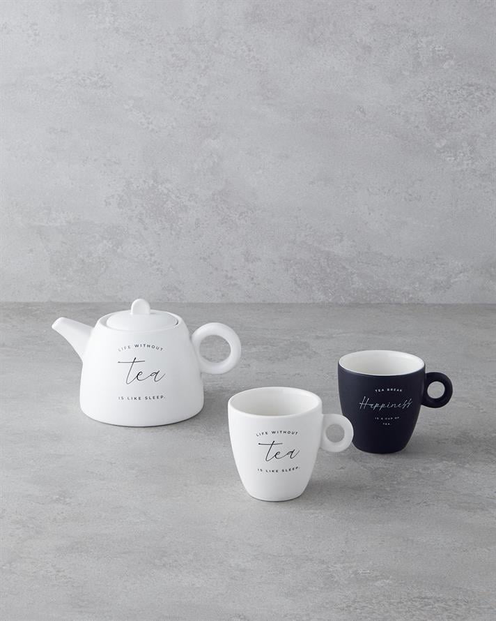 Tea Time New Bone China Demlik Seti 600 ml Beyaz