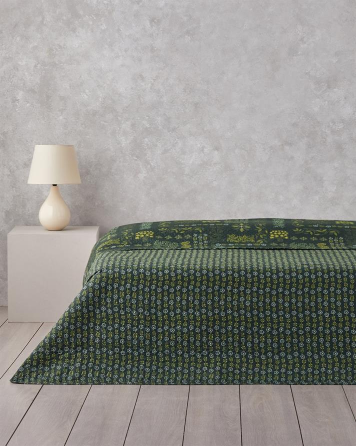 Tendril Bloom Tek Kişilik Çok Amaçlı Örtü 160x220 cm Yeşil