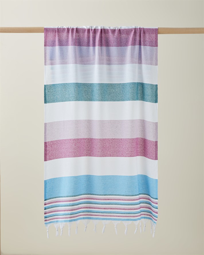 Teris Rejenere Çizgili Peştamal 80x150 cm Mavi-Mor