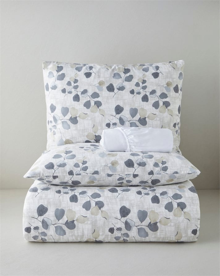 Textured Ivy Krep Çift Kişilik Çarşaflı Nevresim Takımı Bej
