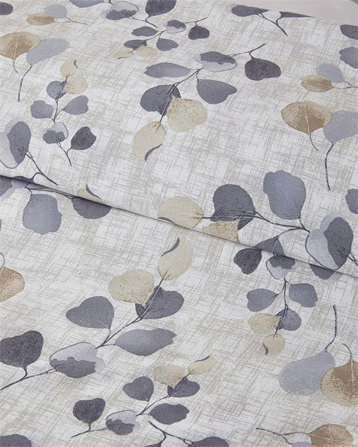 Textured Ivy Krep King Size Çarşaflı Nevresim Takımı Bej