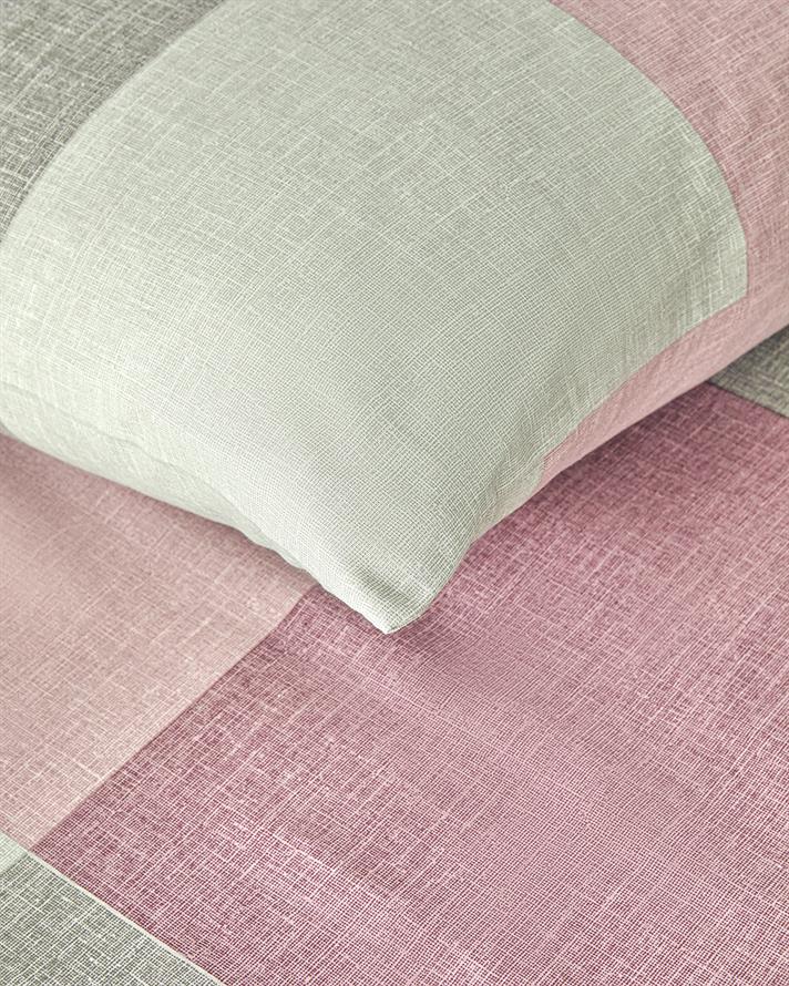 Textured Plaid Kolay Ütülenir Çift Kişilik Nevresim Seti 200x220 cm Yeşil-Mürdüm