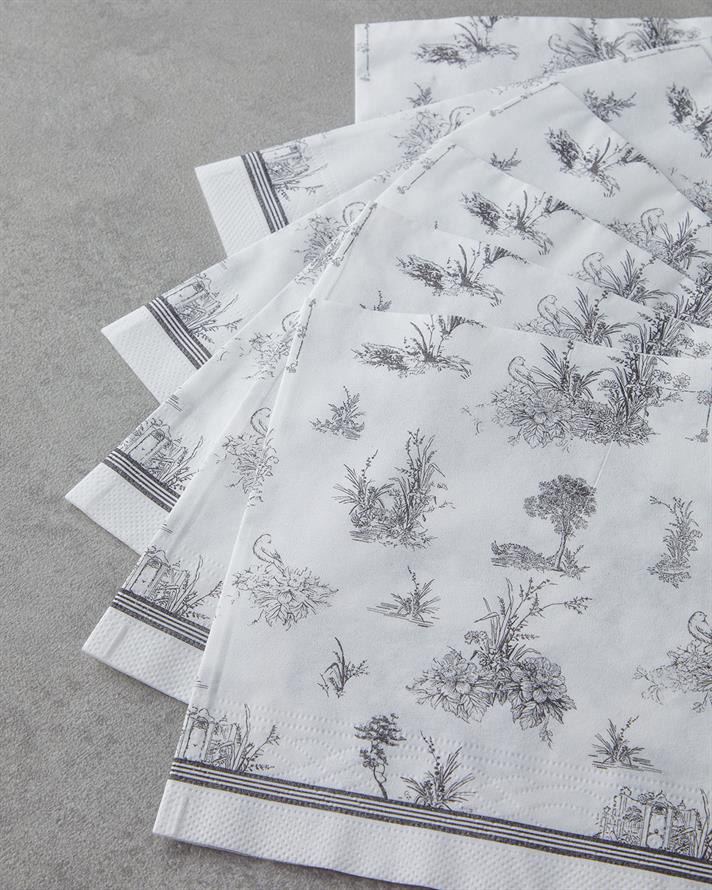 Thaliana 20li Kağıt Peçete 33x33 cm Siyah - Beyaz