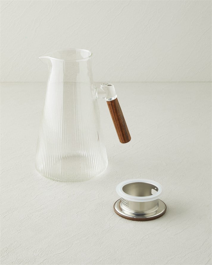 Timber Elegance Borosilikat-Akasya Sürahi 1800 ml Şeffaf