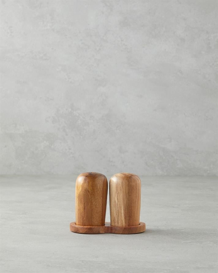 Timbered Akasya 2li Tuzluk - Biberlik 11x9 cm Kahverengi