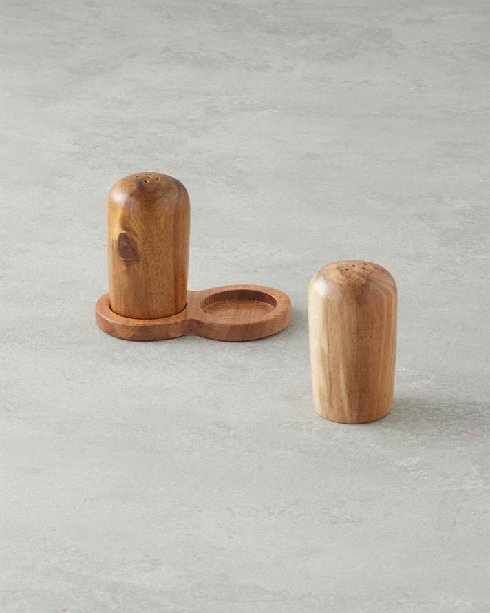 Timbered Akasya 2li Tuzluk - Biberlik 11x9 cm Kahverengi