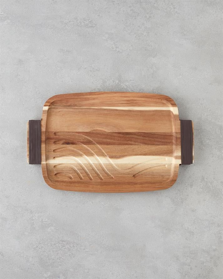 Timbered Akasya Tepsi 34x21 cm Kahverengi