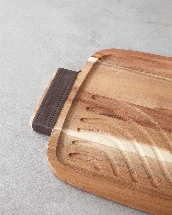 Timbered Akasya Tepsi 34x21 cm Kahverengi