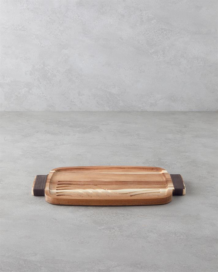 Timbered Akasya Tepsi 34x21 cm Kahverengi