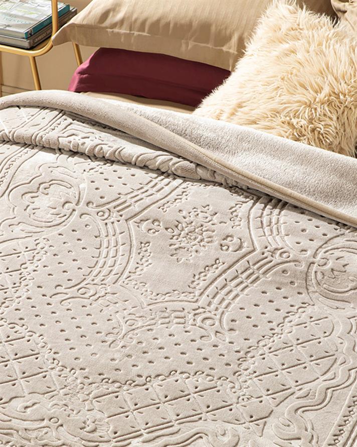 Timeless Emboss Çift Kişilik Battaniye 200x220 cm Bej