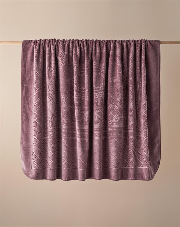 Timeless Emboss Pelüş Çift Kişilik Battaniye 200x220 cm Mor