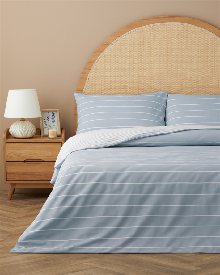 Timeless Line Kolay Ütülenir Çarşaflı Çift Kişilik Nevresim Takımı 200x220 cm Açık Mavi