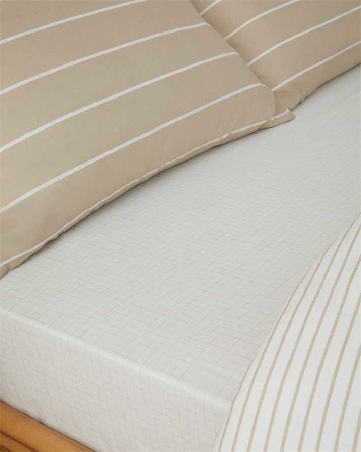Timeless Line Kolay Ütülenir Çift Kişilik Çarşaflı Nevresim Takımı 200x220 cm Bej