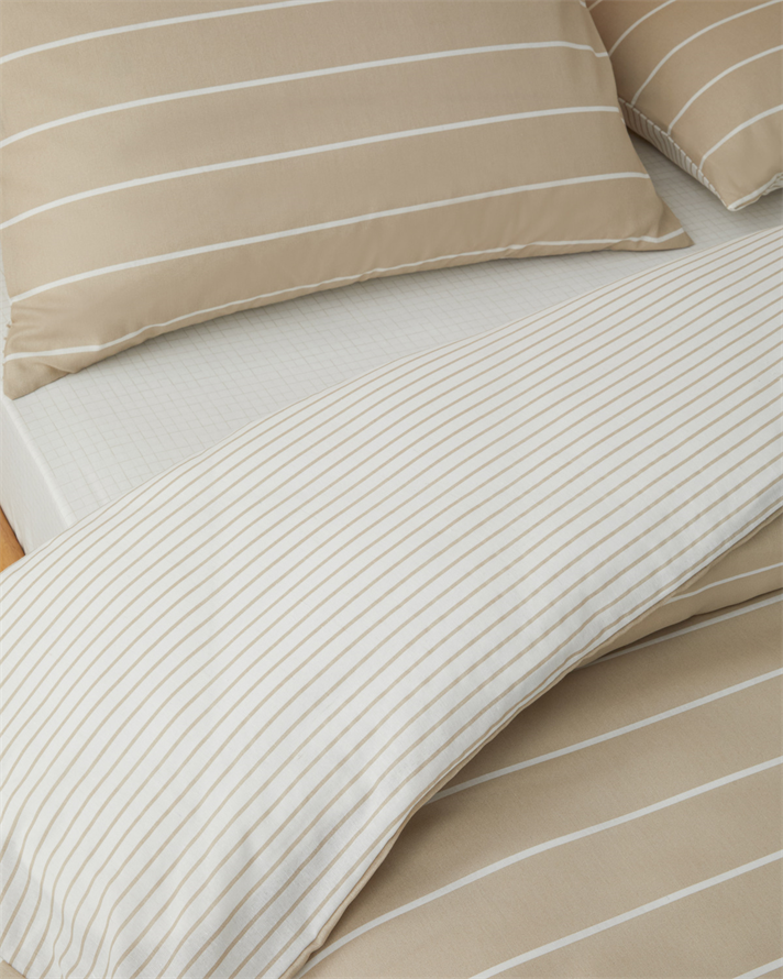 Timeless Line Kolay Ütülenir Çift Kişilik Çarşaflı Nevresim Takımı 200x220 cm Bej