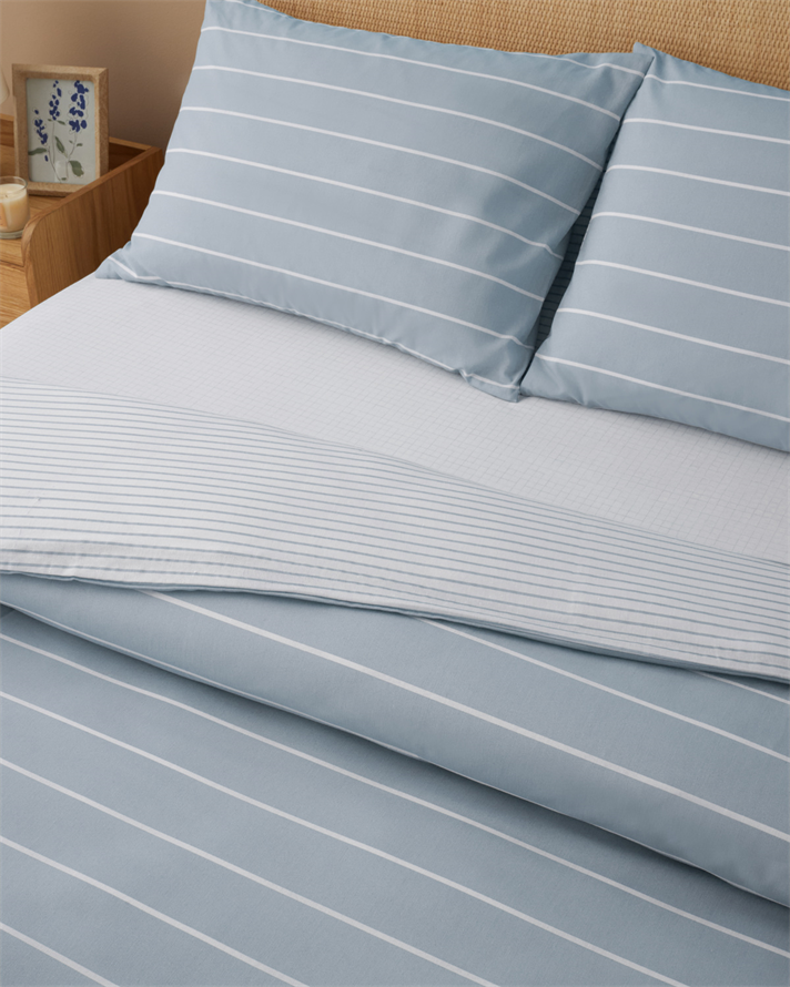 Timeless Line Kolay Ütülenir Çarşaflı Çift Kişilik Nevresim Takımı 200x220 cm Açık Mavi