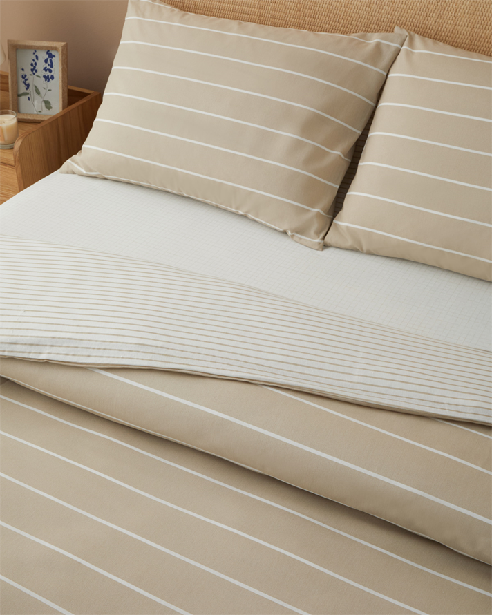 Timeless Line Kolay Ütülenir Çarşaflı Çift Kişilik Nevresim Takımı 200x220 cm Bej