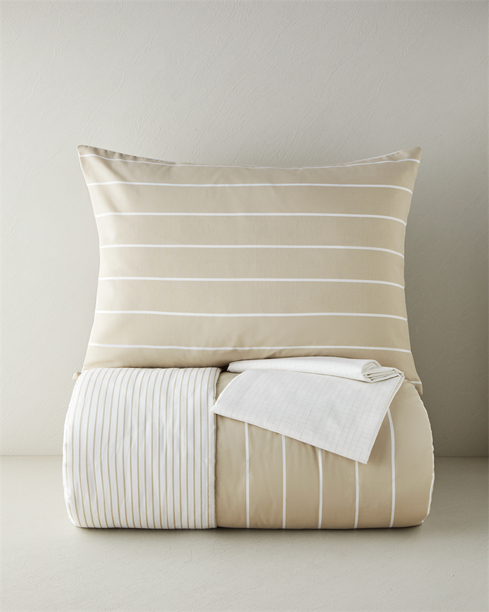 Timeless Line Kolay Ütülenir Çarşaflı Tek Kişilik Nevresim Takımı 160x220 cm Bej