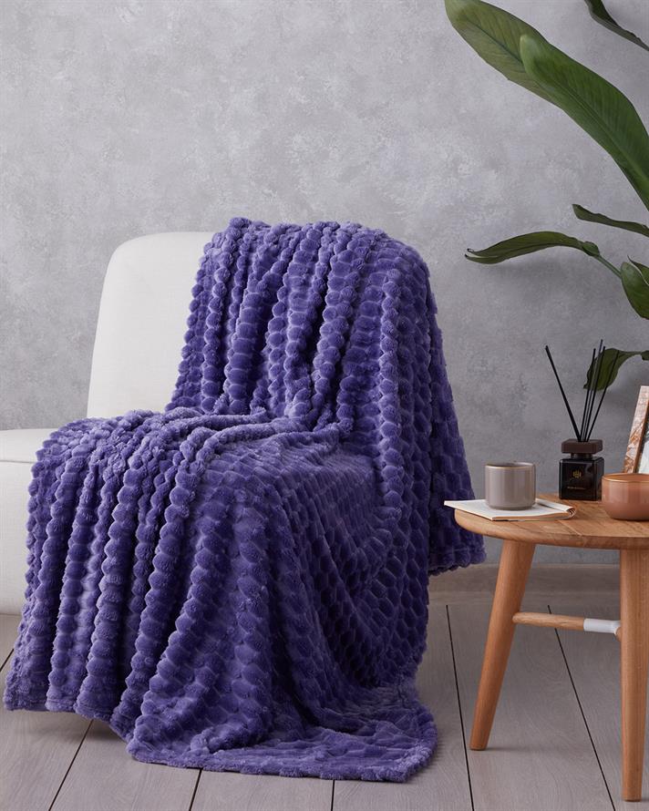 Tiny Bubbles Jakarlı Wellsoft Tv Battaniye 120x160 cm Mor