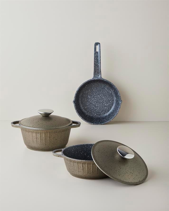 Tiny Cast Premium Döküm 5 Parça Mini Tencere Seti 16x16x16 cm Gold