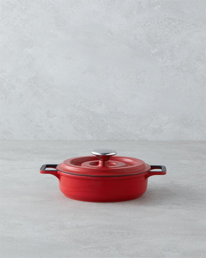 Tiny Taste Alüminyum Döküm Mini Tencere Seti 14x14x14 cm Kırmızı-Siyah