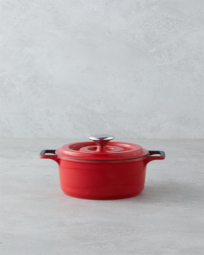 Tiny Taste Alüminyum Döküm Mini Tencere Seti 14x14x14 cm Kırmızı-Siyah