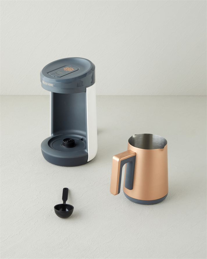 English Home TKM 6031 Çelik Cezve Çift Taşım Türk Kahvesi Makinesi Beyaz-Bakır