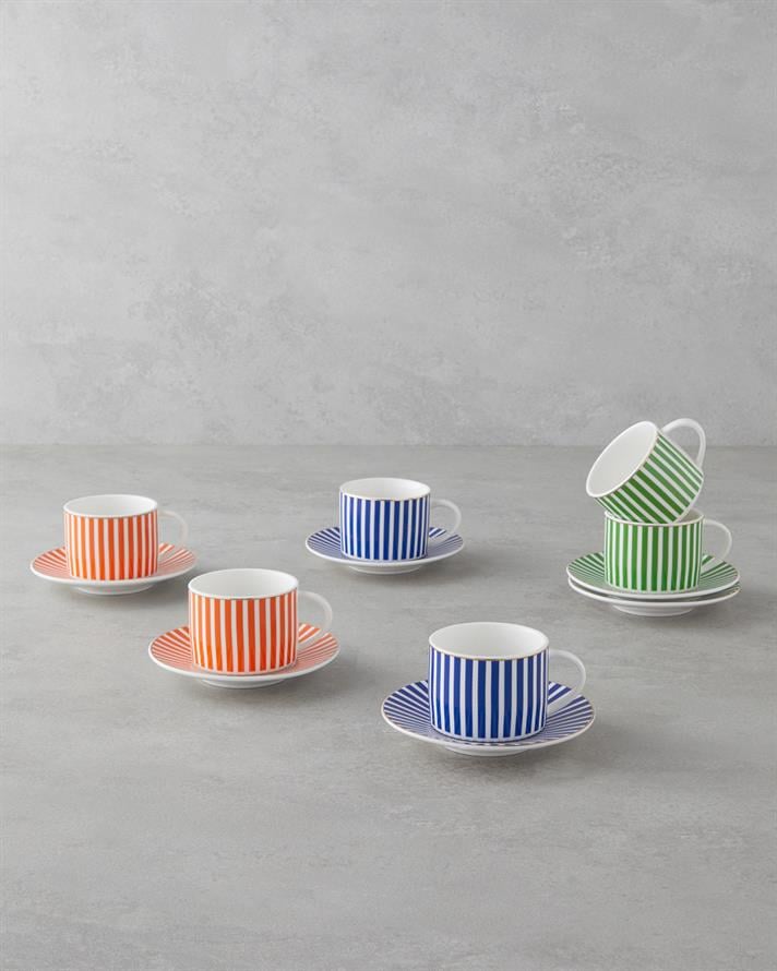 Toffee New Bone China 12 Parça 6 Kişilik Kahve Fincan Takımı 90 ml Renkli