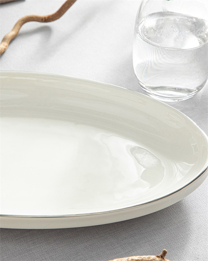 Torino Porselen Kayık Tabak 25 cm Silver