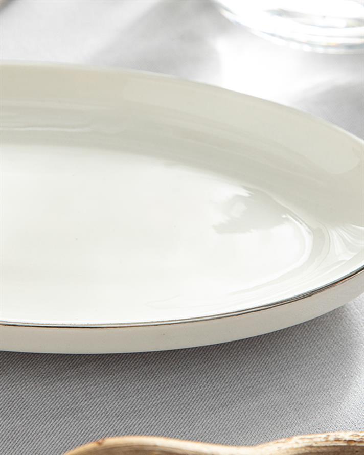 Torino Porselen Kayık Tabak Silver