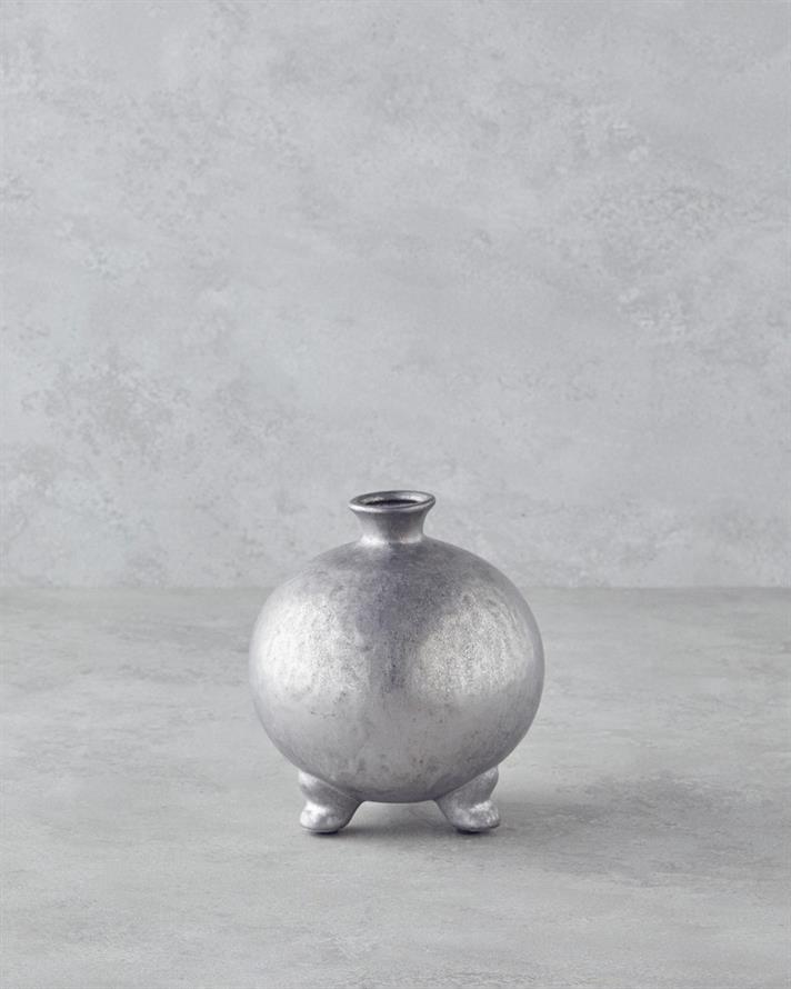 Tresa Seramik Vazo 17 cm Silver