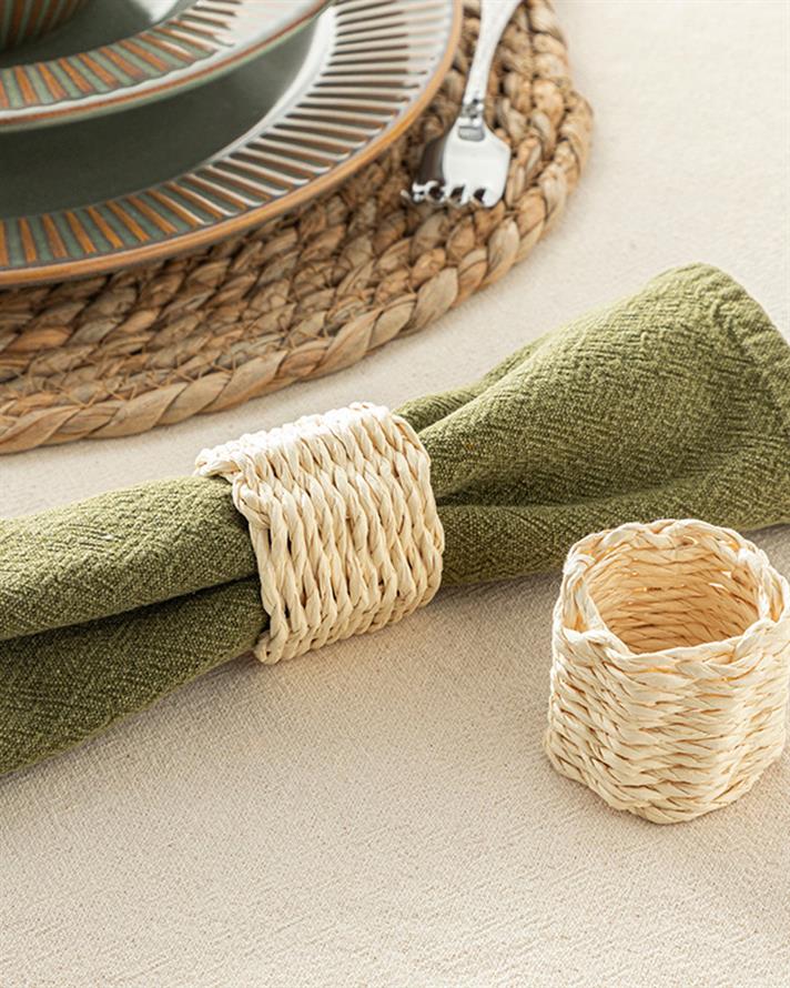 Trikote Hasır 2li Peçete Halkası Krem