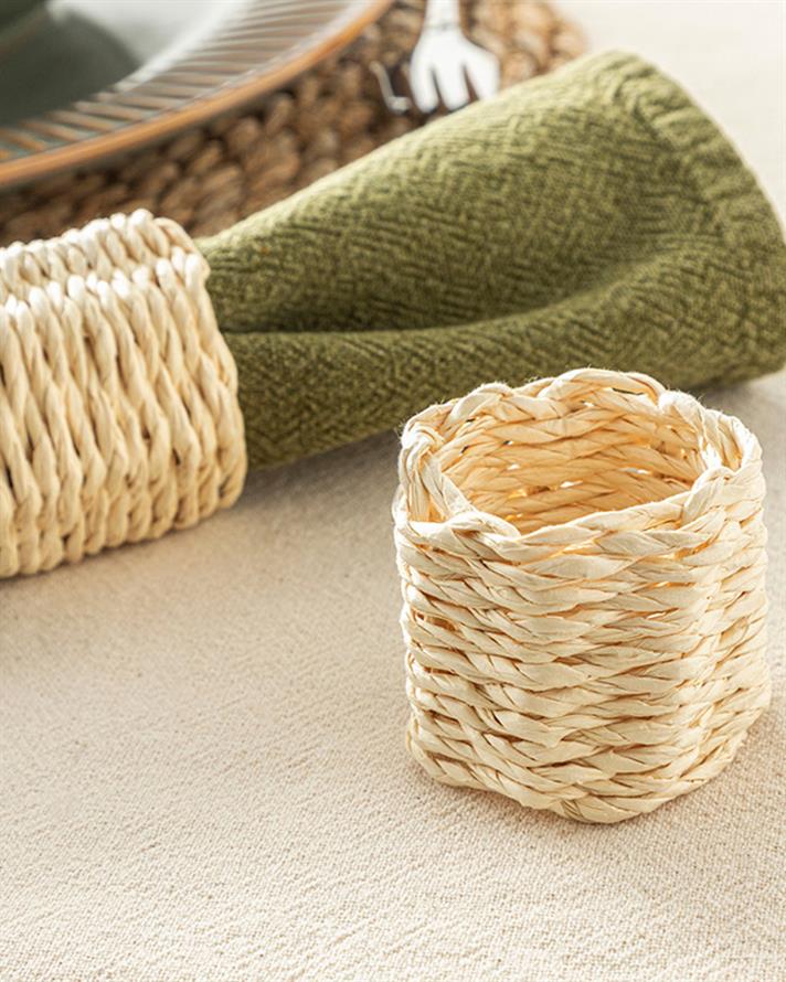 Trikote Hasır 2li Peçete Halkası Krem