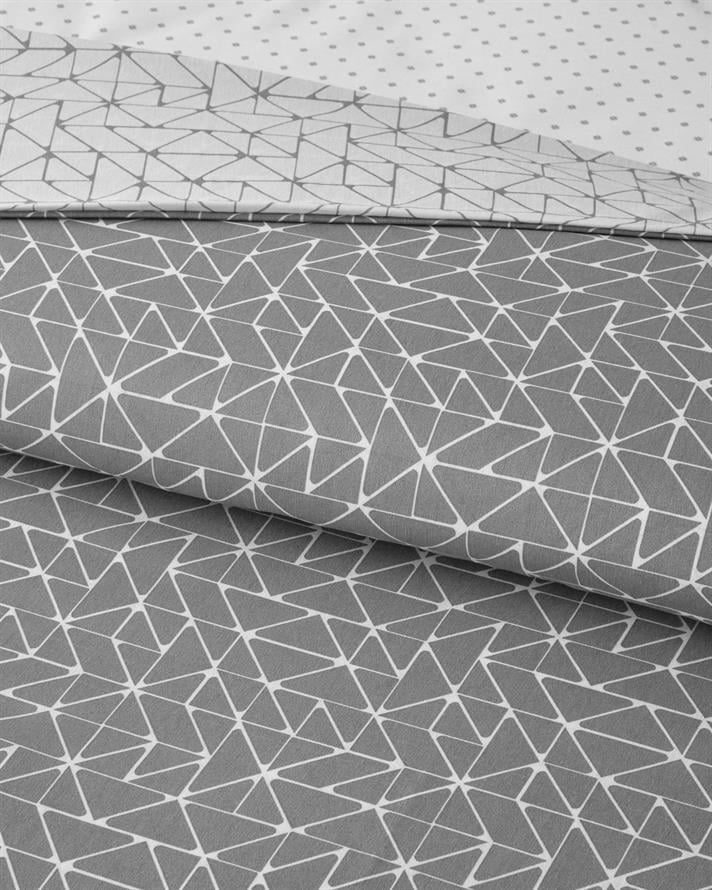 Trio Shape Kolay Ütülenir Çift Kişilik Çarşaflı Nevresim Takımı 200x220 cm Gri