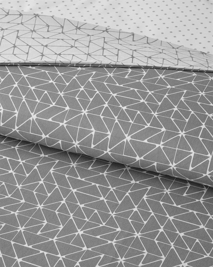 Trio Shape Kolay Ütülenir Tek Kişilik Çarşaflı Nevresim Takımı 160x220 cm Gri