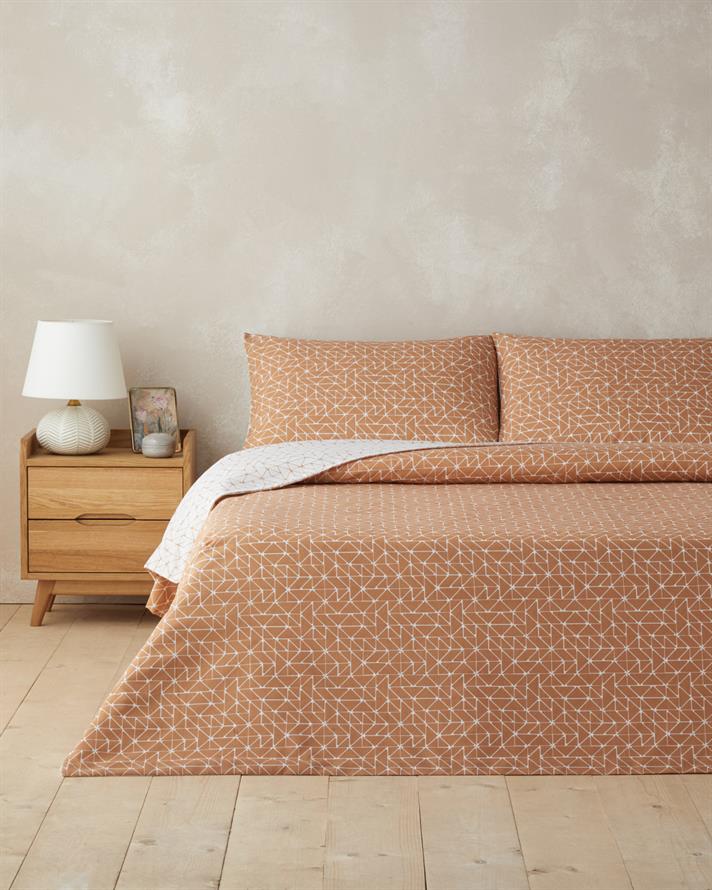 Trio Shape Kolay Ütülenir Tek Kişilik Nevresim Takımı 160x220 cm Turuncu