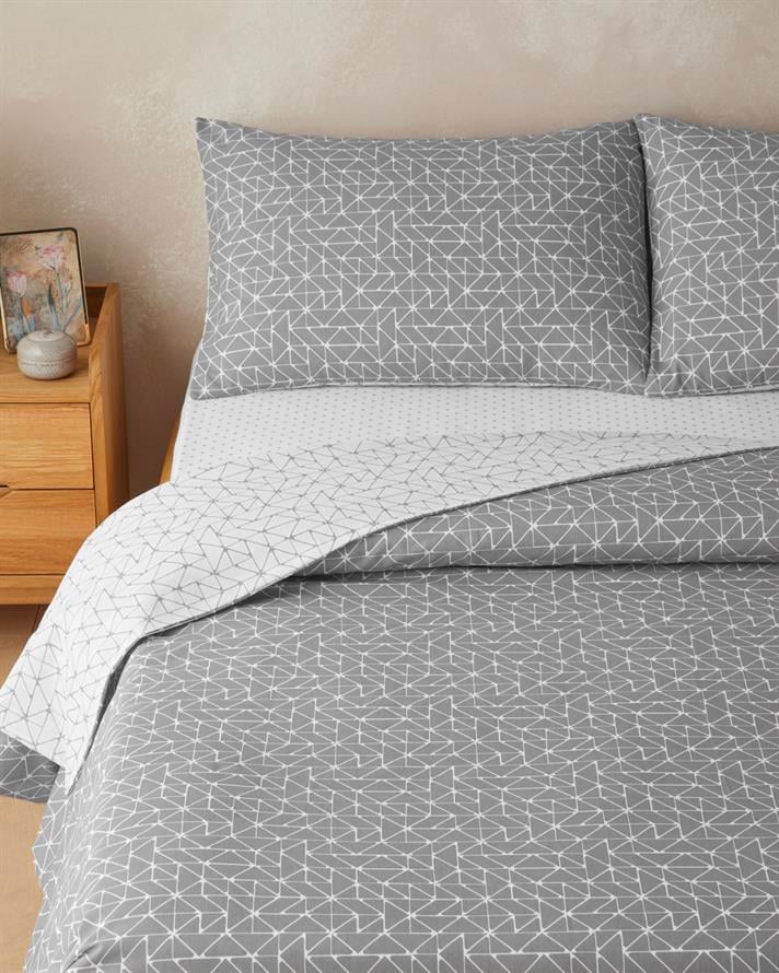 Trio Shape Kolay Ütülenir Tek Kişilik Nevresim Takımı 160x220 cm Gri