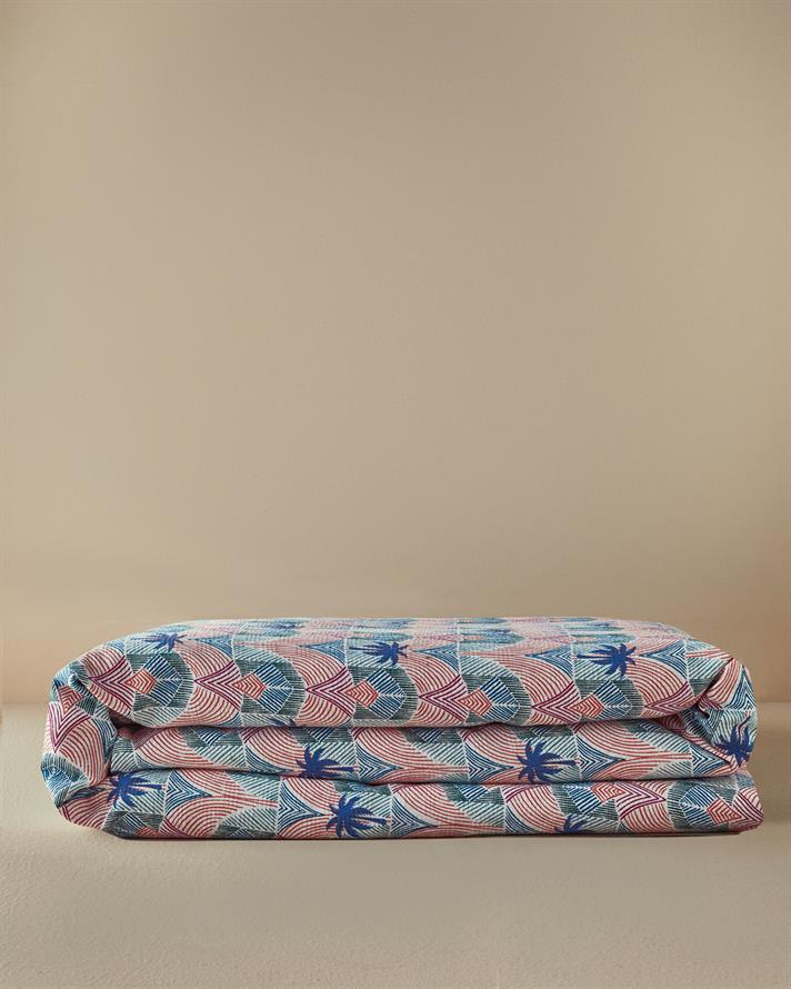 Tropical Palm Tek Kişilik Pike Mavi