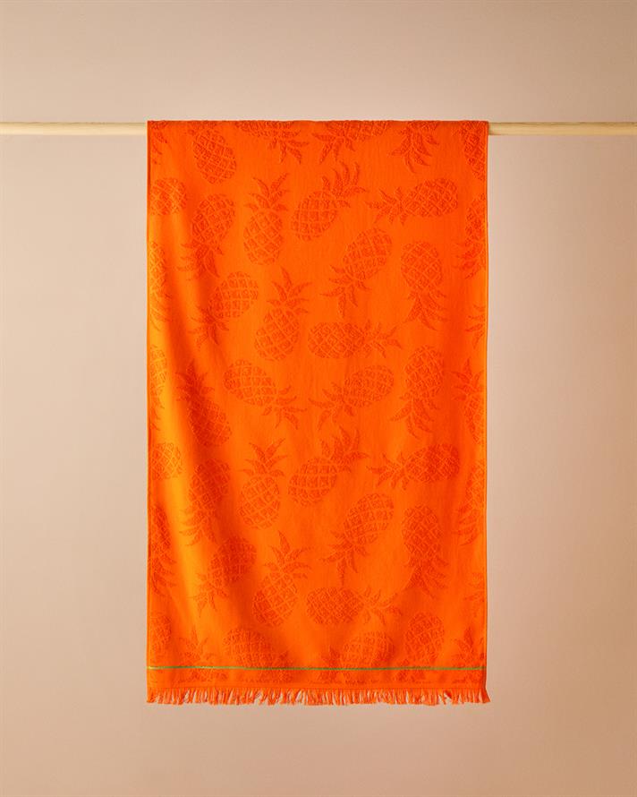 Tropical Pamuklu Plaj Havlusu 70x140 cm Turuncu