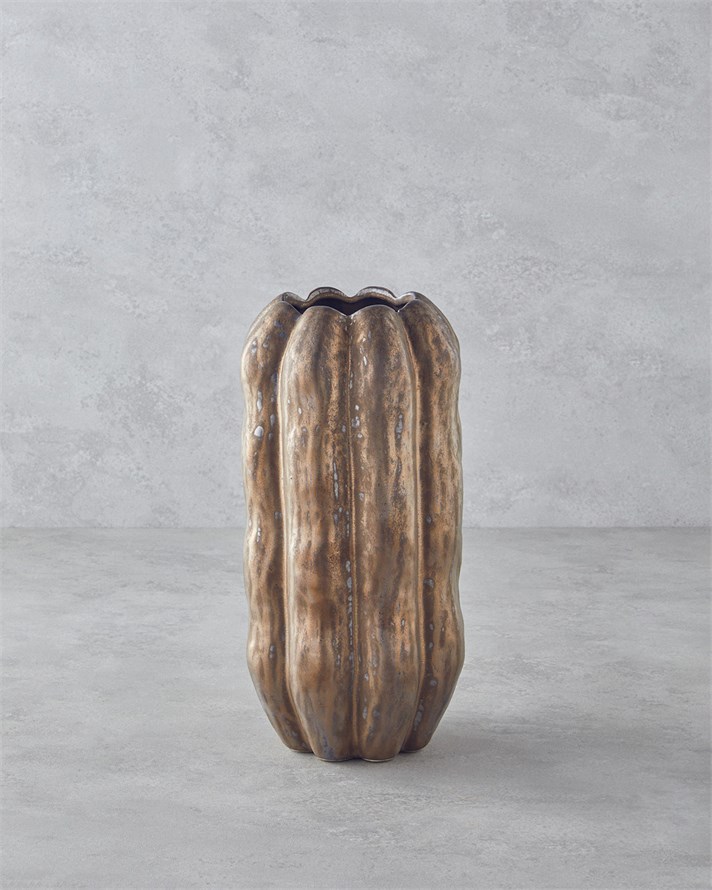 Troya Seramik Vazo 33 cm Bronz